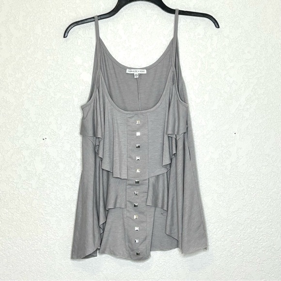 Annalee + Hope Tops - Annalee + Hope Ruffled Spaghetti Strap Gray Large Top